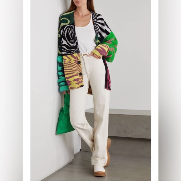 EUC STELLA MCCARTNEY + Ed Curtis patchwork jacquard-knit wool cardigan M - Picture 3 of 11